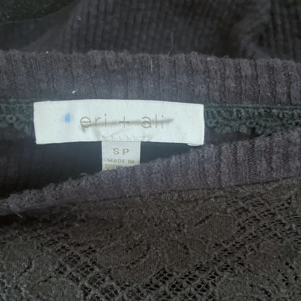 Anthropologie Eri + Ali‎ Black Floral Lace Top S